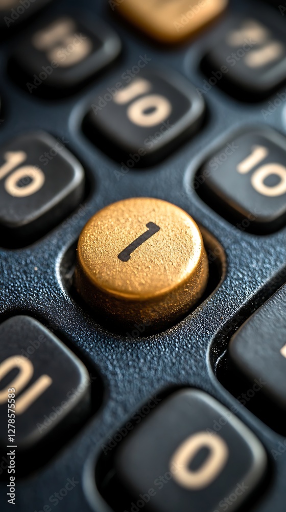 Close-up Gold Number Key on Dark Keyboard Close-up Gold Number Key on Dark Keyboard