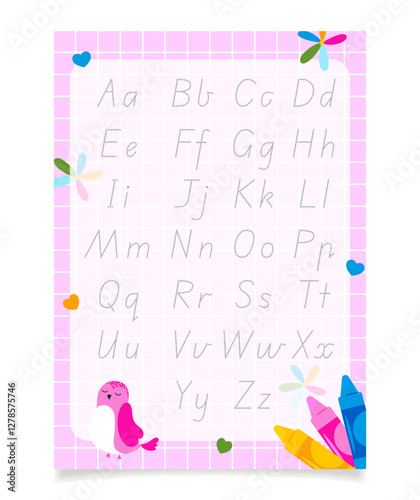 Abc worksheet with alphabet letters tracing for kids.