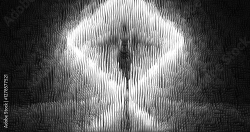 In shades of grey abstract texture created with Gradient flow and 3D structure imitate the movement of liquid or wind. Vibrant colors, volumetric waves and digital noise create a sense of depth and dy