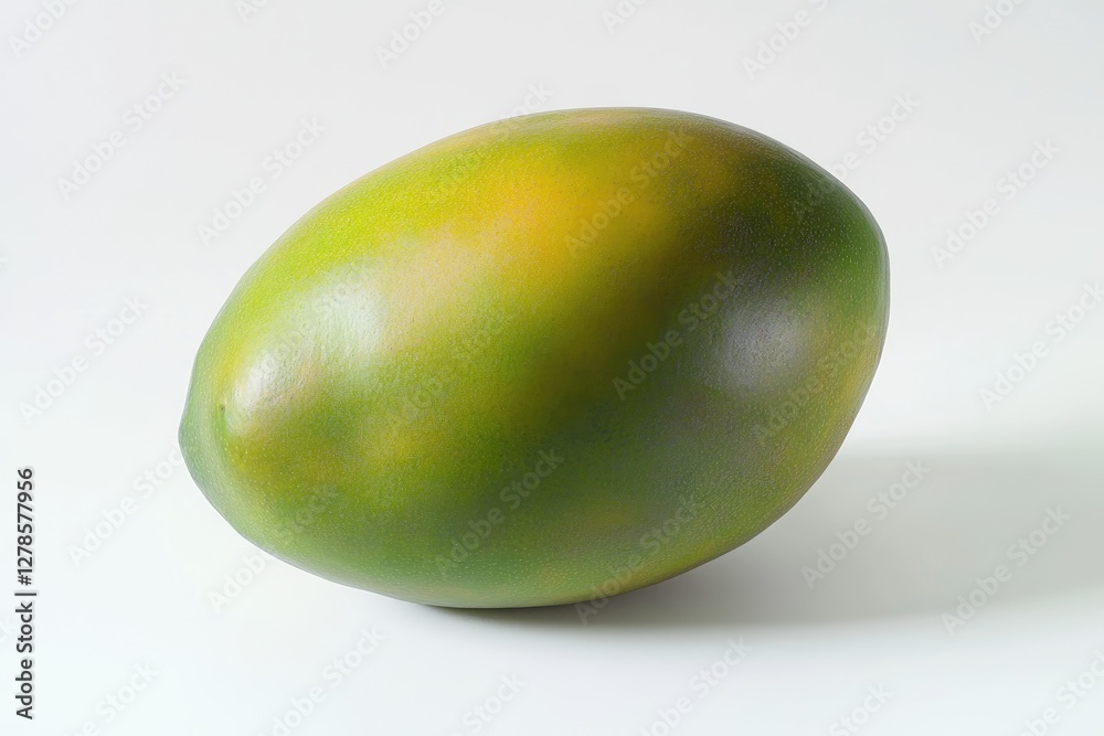 A Single Green Yellow Mango Isolated on White A Single Green Yellow Mango Isolated on White