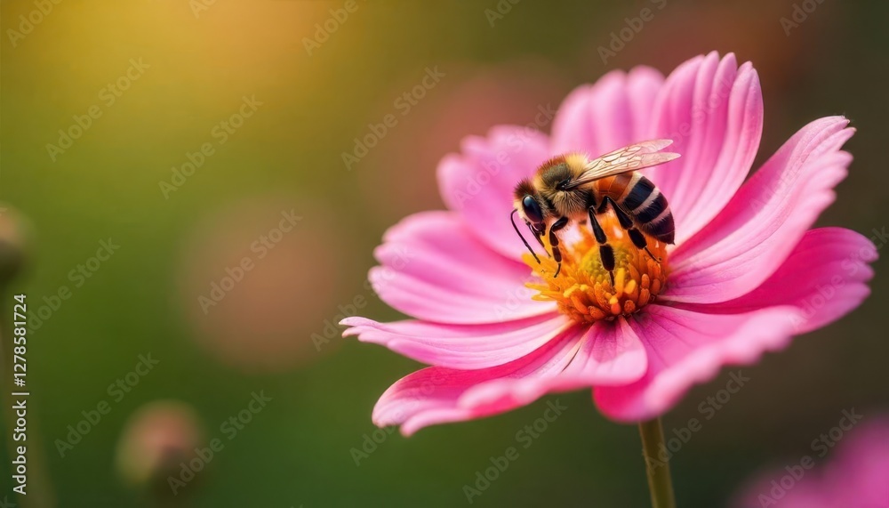 bee on pink flower bee on pink flower