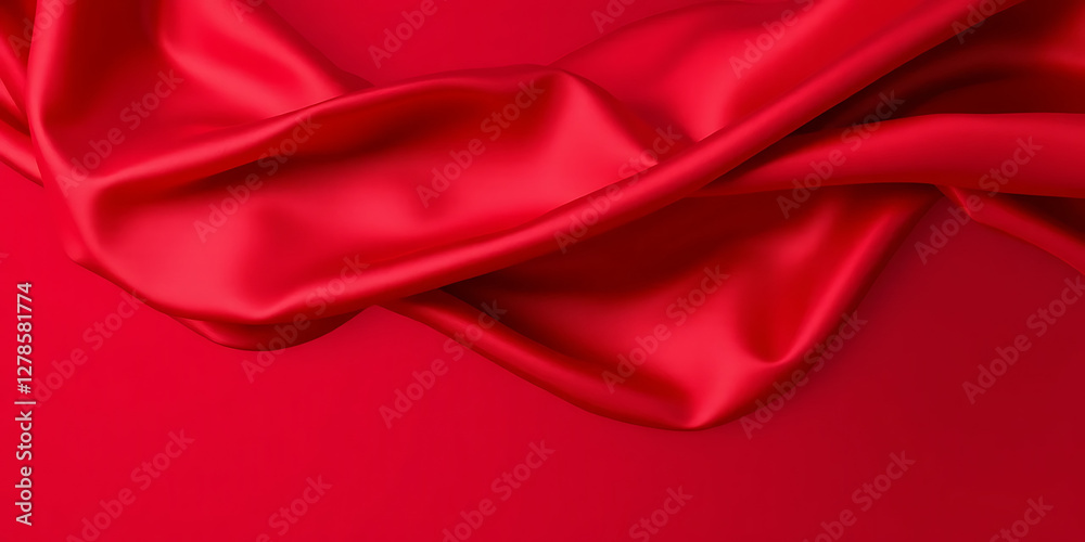 Obraz premium Elegant Crimson Red Silk Fabric Flowing with Graceful Folds and Textures
