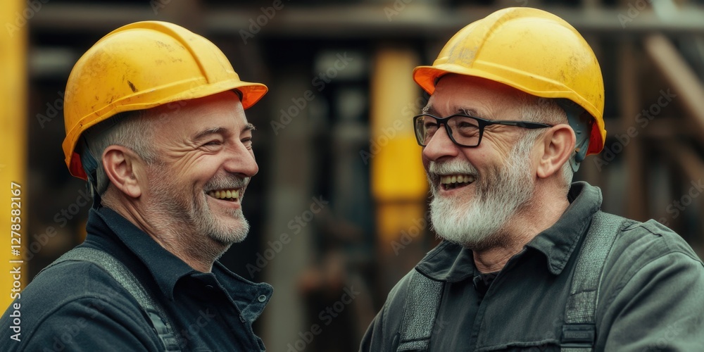 Construction workers smiling Construction workers smiling