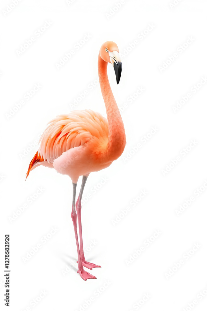 Vertical Close-Up of a Flamingo on White Background – Exotic Tropical Bird in Elegant Composition Vertical Close-Up of a Flamingo on White Background – Exotic Tropical Bird in Elegant Composition