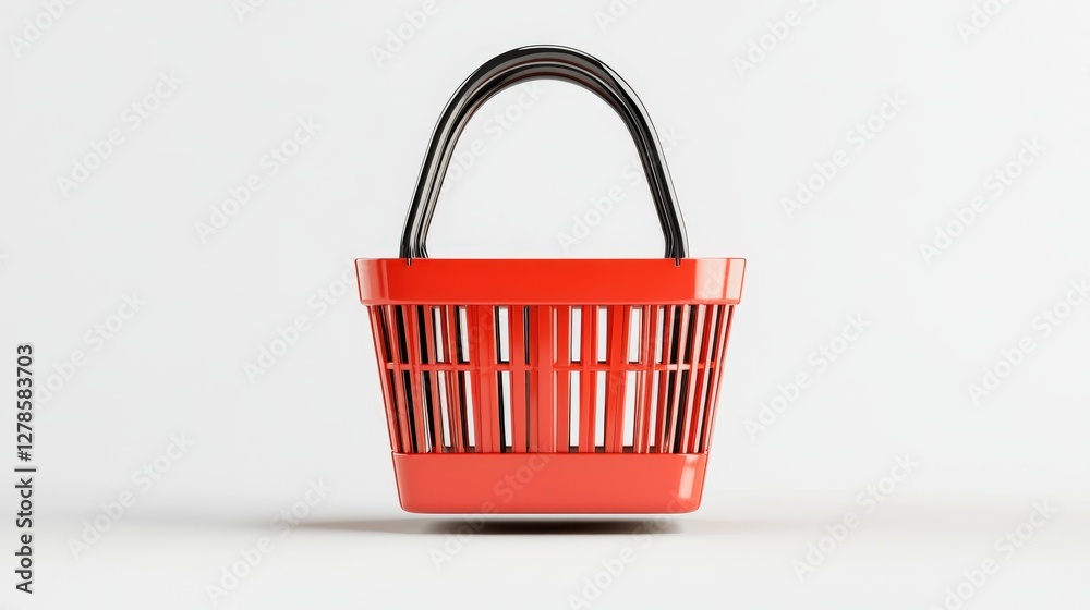Fototapeta premium A Red Shopping Basket Isolated On White Background