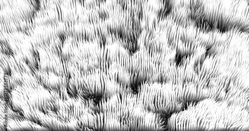 In shades of grey abstract texture created with Gradient flow and 3D structure imitate the movement of liquid or wind. Vibrant colors, volumetric waves and digital noise create a sense of depth and dy