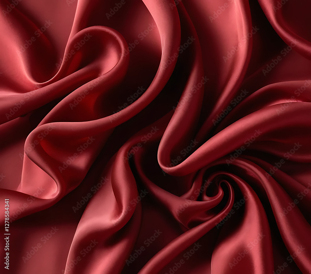 Obraz premium Elegant Crimson Red Silk Fabric Flowing with Graceful Folds and Textures
