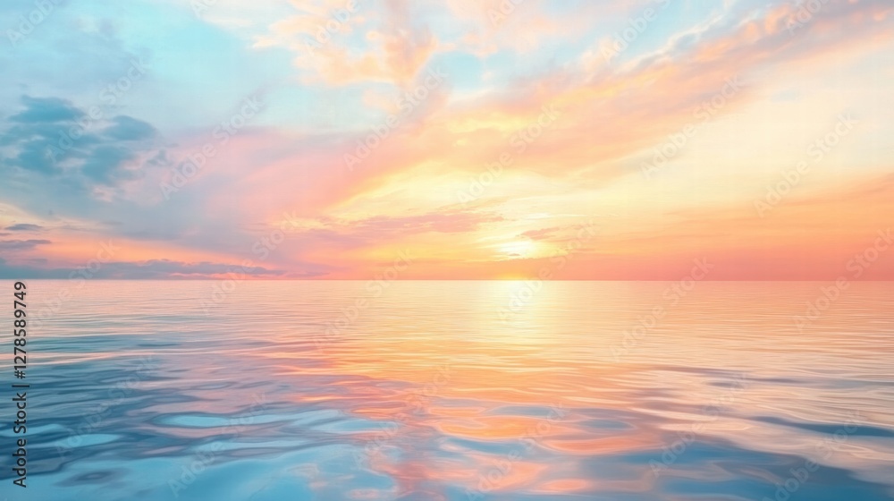 Fototapeta premium Serene Sunset Ocean Calm Water Colorful Sky