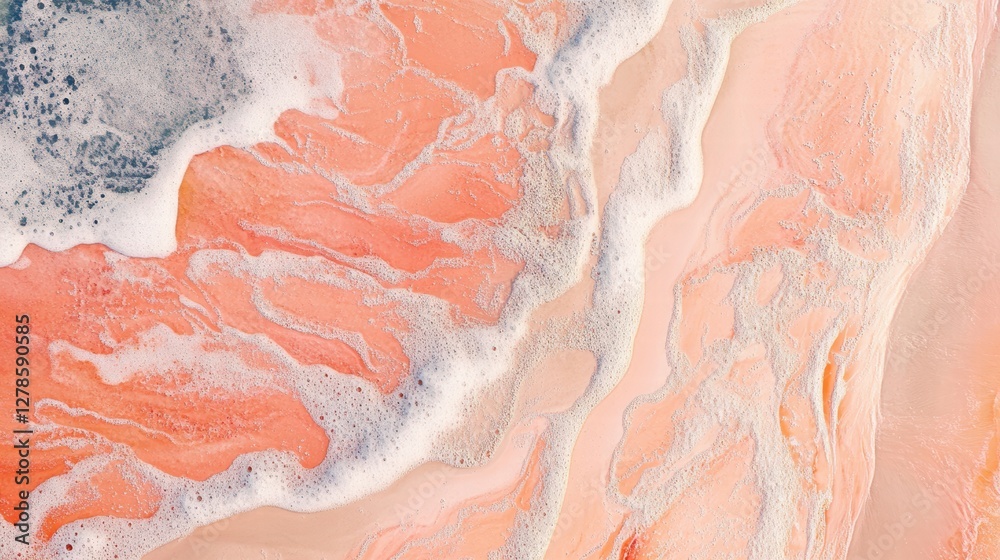 Fototapeta premium Coral Pink Abstract Texture Aerial View of Salt Lake