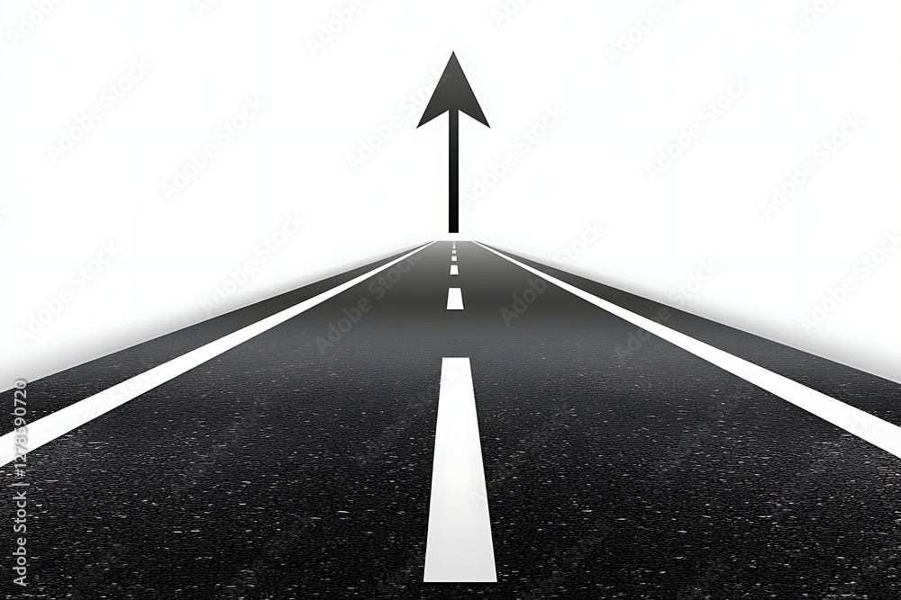 Road Ahead, Upward Arrow, Perspective, Success, White Lines Road Ahead, Upward Arrow, Perspective, Success, White Lines