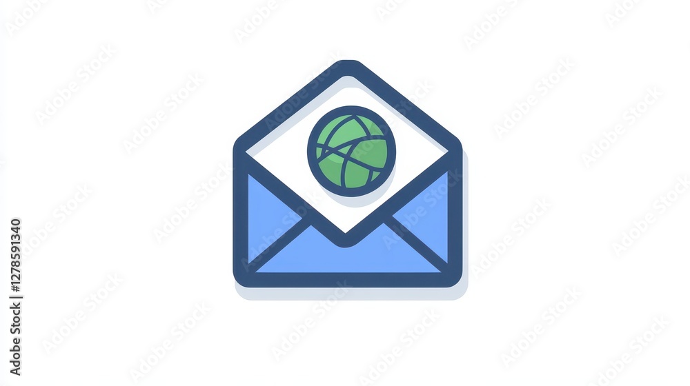 International Mail Icon with Globe Symbol on Plain Background International Mail Icon with Globe Symbol on Plain Background