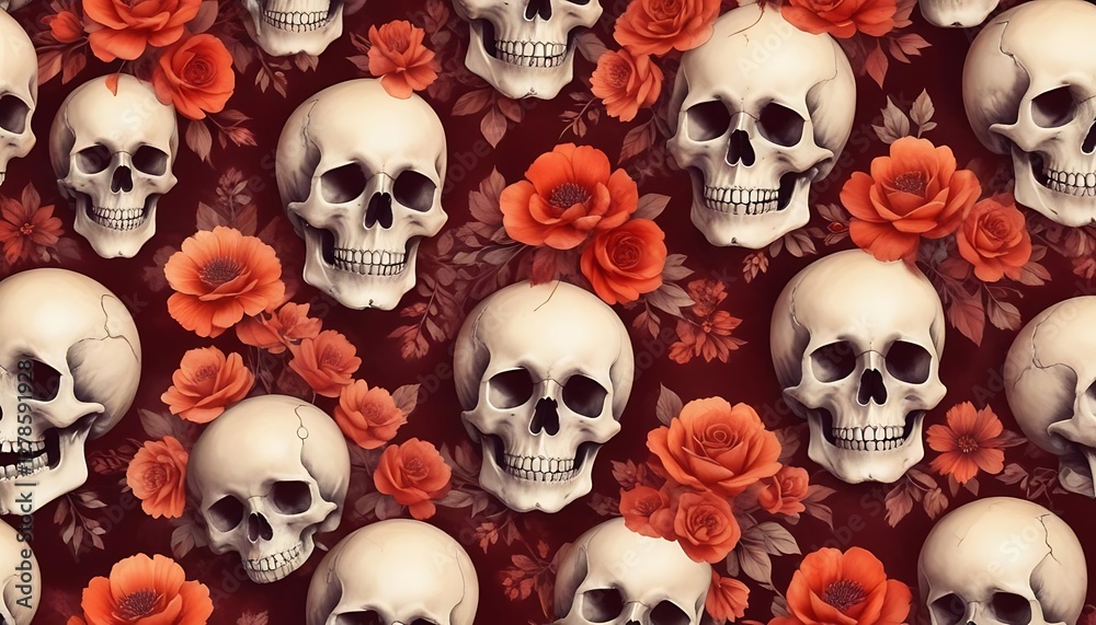 Crimson Roses and Skulls: A Day of the Dead Inspired Design Crimson Roses and Skulls: A Day of the Dead Inspired Design