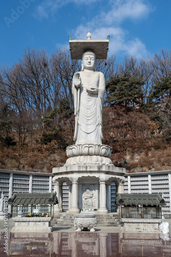 Maitreya statue at Bongeunsa Buddhist Temple in Gangnam in Seoul South Korea photo