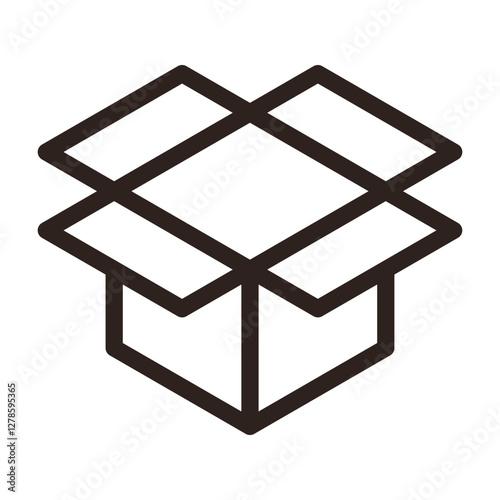 Open shipping carton. Open package vector icon. Open product cardboard carton paper parcel sign.