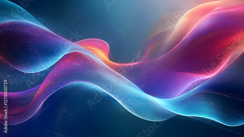 Wallpaper Mural A mesmerizing abstract wave of colorful flowing energy with a glowing effect, creating a futuristic digital background with smooth and fluid motion. Torontodigital.ca