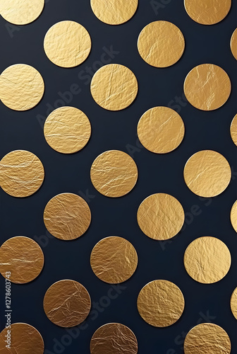 Background of golden coins with a texture of wealth and finance symbols seamless pattern