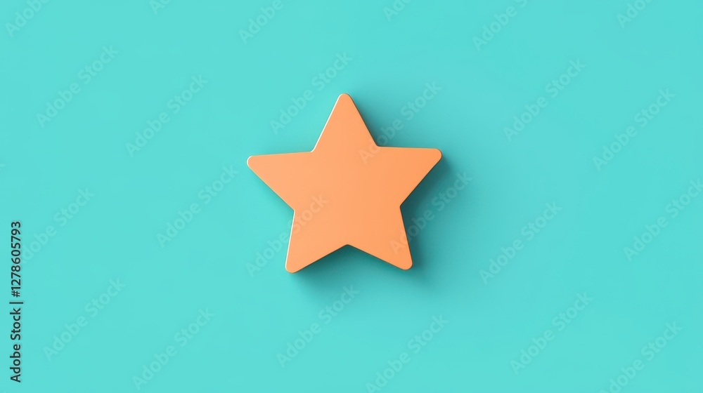 Flat Design Star Icon on Pastel Blue Background for Mail Applications Flat Design Star Icon on Pastel Blue Background for Mail Applications