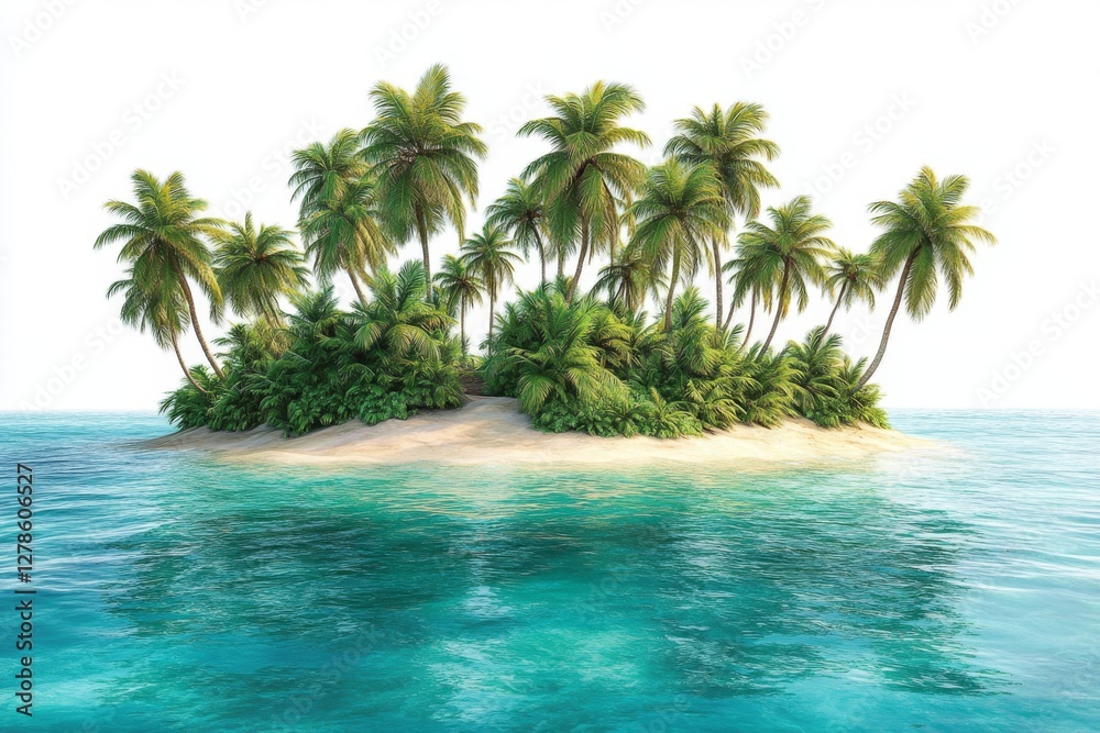 Tropical Island Paradise Lush Palm Trees Pristine Beach Turquoise Ocean Tropical Island Paradise Lush Palm Trees Pristine Beach Turquoise Ocean