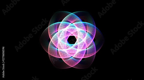 Geometric Spiral Mandala Video Animation Twirling Circular Pattern with Gradient Curves and Looped Swirls