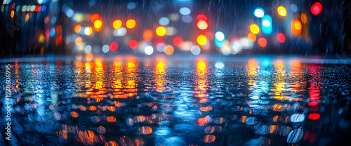Wallpaper Mural Rainy Night Cityscape with Colorful Bokeh Reflections Torontodigital.ca