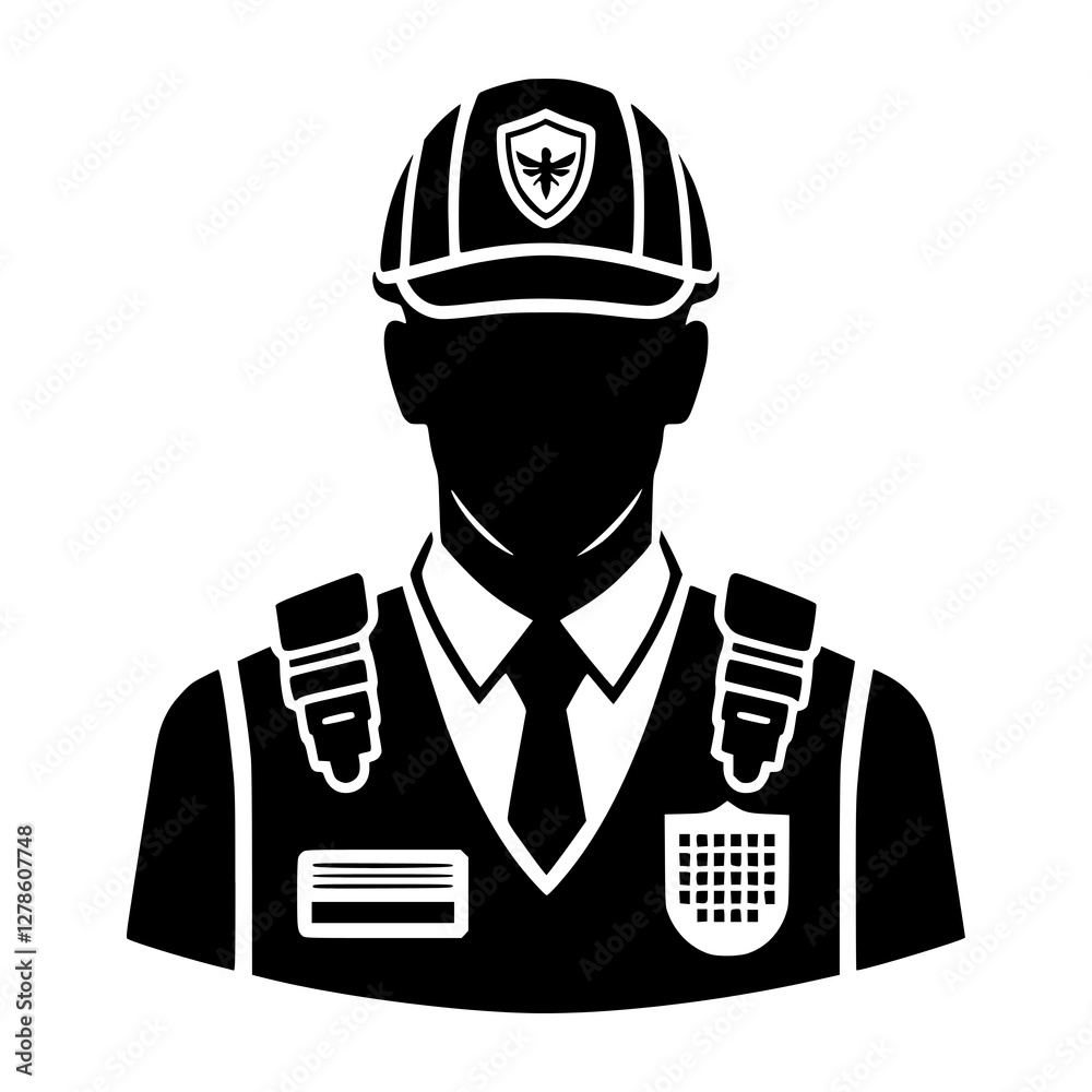 vector illustration of police officer, Security Guard in Uniform Silhouette vector illustration of police officer, Security Guard in Uniform Silhouette
