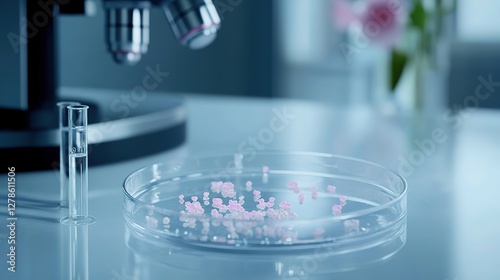 Close-up of petri dish with diverse strains of gut bacteria, highlighting the significance of gut health and microbiome diversity.
