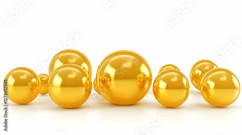 Golden Spheres 3D Illustration