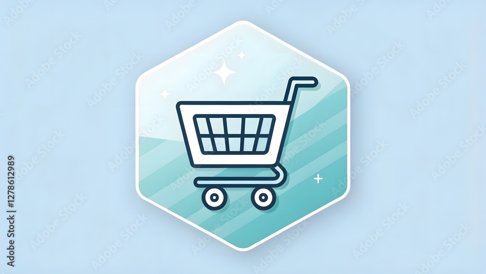 Minimalist shopping cart icon with modern flat sty Minimalist shopping cart icon with modern flat sty