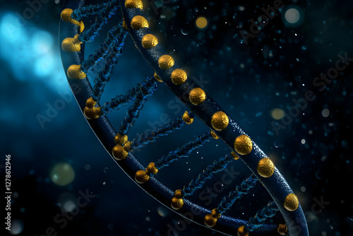 3D DNA Strand, Gold Helix, ...