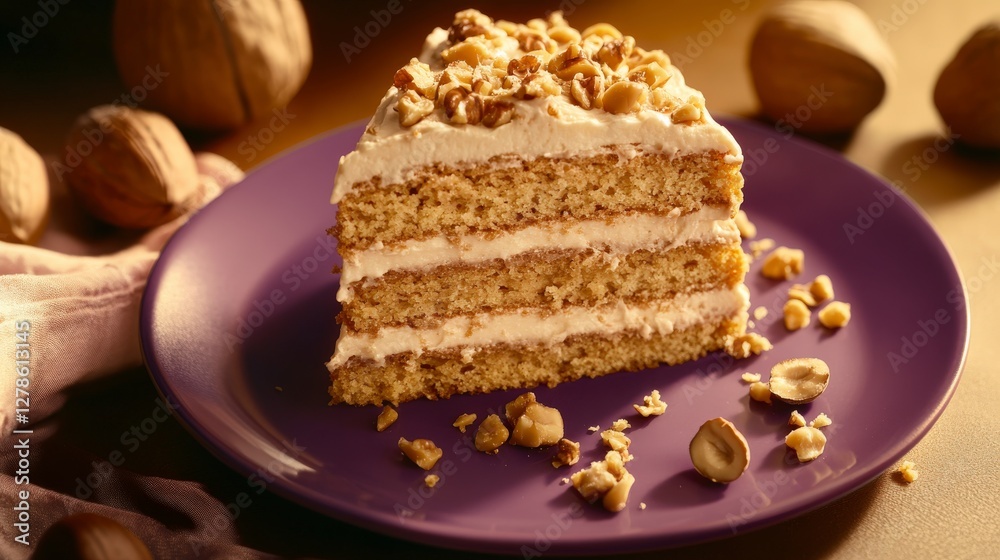 Scrumptious Walnut Cake Slice - A Delicious Treat Scrumptious Walnut Cake Slice - A Delicious Treat