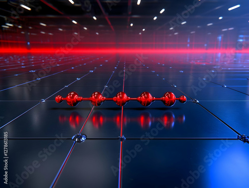 Abstract 3D Red Sphere Grid...
