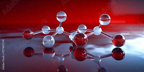3D Red and Clear Molecular ...