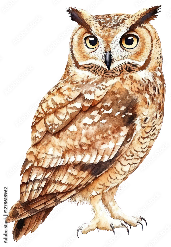 Fototapeta premium PNG Owl owl illustration watercolor.