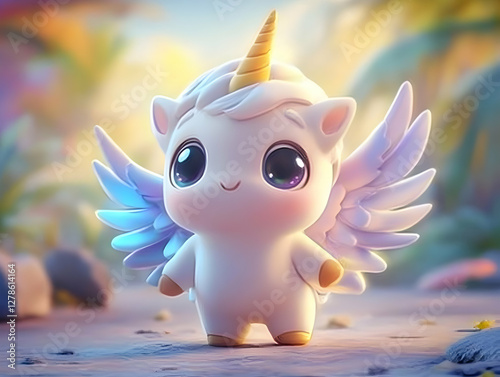 Adorable 3D Unicorn Illustr...