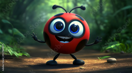Cheerful 3D Ladybug Illustr...