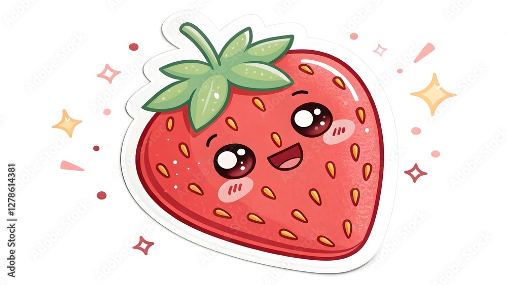 Obraz premium Happy chubby strawberry with blushing cheeks t