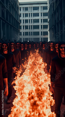 Fiery Walk of Skull-Masked ...