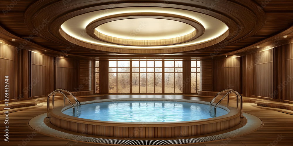 Obraz premium Indoor Pool 3D Render: Relaxing Spa Design