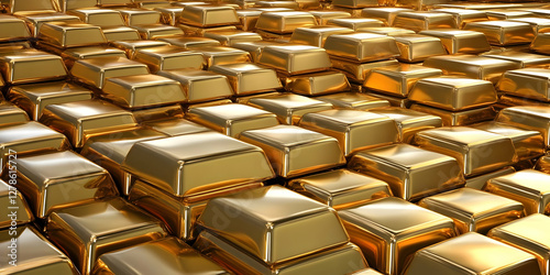 Golden Ingots 3D Illustration