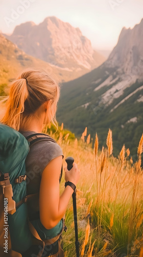 Hiker Woman Mountain Landsc...