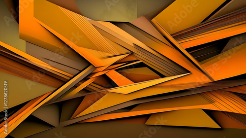 Abstract 3D Orange Brown Ge...