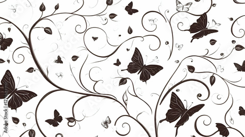 Elegant Butterfly Floral Il...