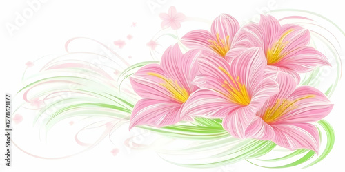 Pink Lily Flower Illustration