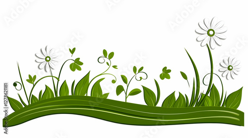 Floral Illustration Green G...