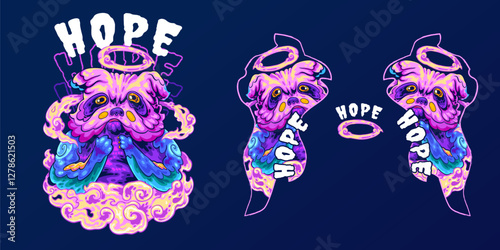 Dog with Hope Colorful Hand Drawn Illustration Style