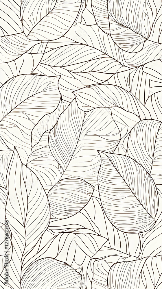 Obraz premium Line Art Leaf Illustration Background