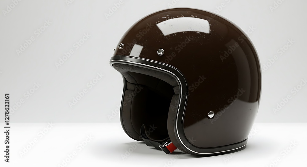 Brown Motorcycle Helmet with Glossy Finish Displayed on Clean White Background Brown Motorcycle Helmet with Glossy Finish Displayed on Clean White Background