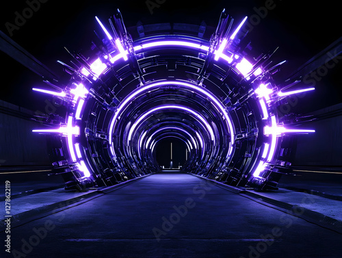 Neon Purple 3D Tunnel Illus...