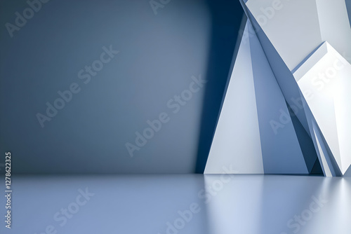 Abstract 3D Blue Geometric ...