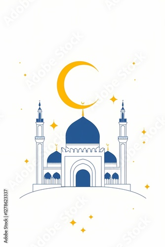 Mosque Under the Crescent Moon